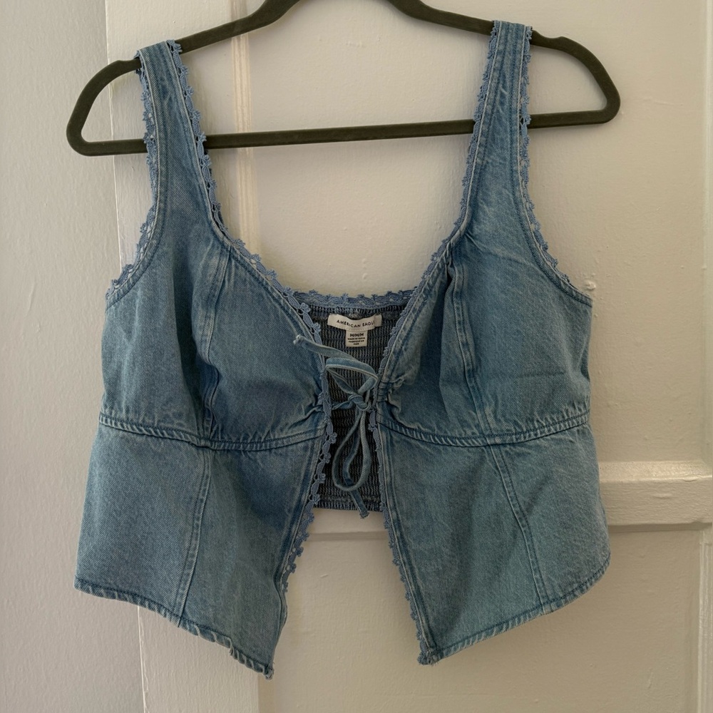 American Eagle Denim tie crop